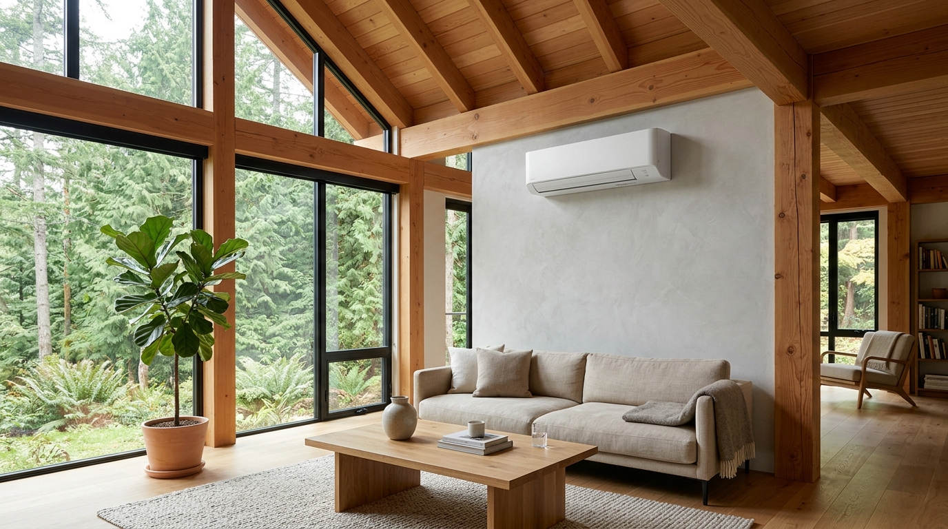 Ductless Mini-Split Heat Pump in Contemporary Living Room